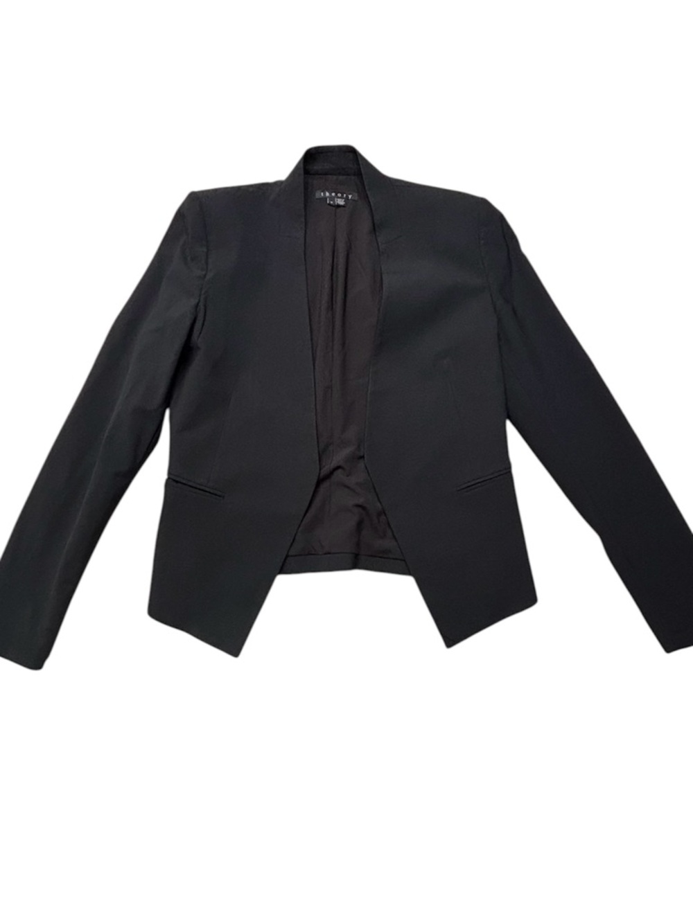 Theory Lanai Open Front Blazer - Black Stretch Wool - Size 6